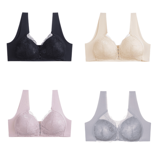 Women's Front Button Lace Bra Without Steel Ring